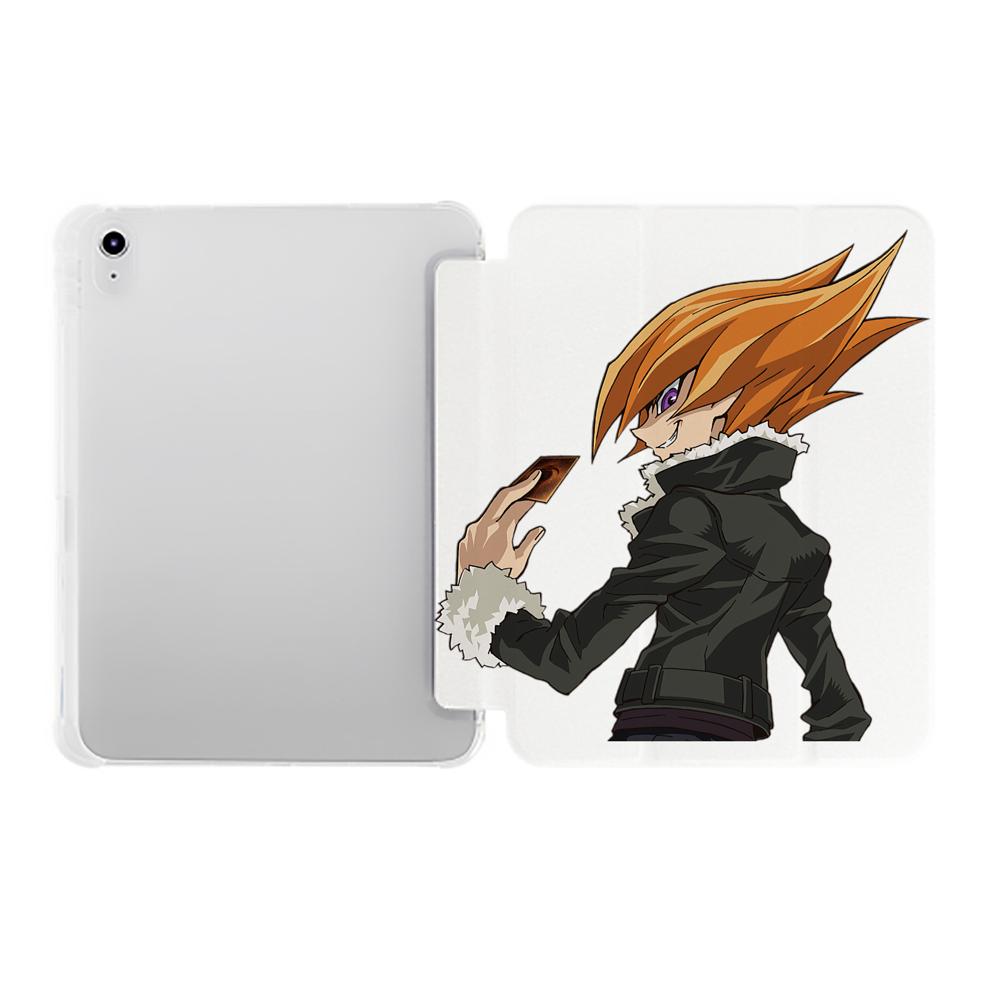 （画像用） 遊☆戯☆王 Yu-Gi-Oh! IPad ケース ペン収納付き 三つ折りスタンド PUレザー×シリコン 対応機種9.5/10.5/10.9インチ